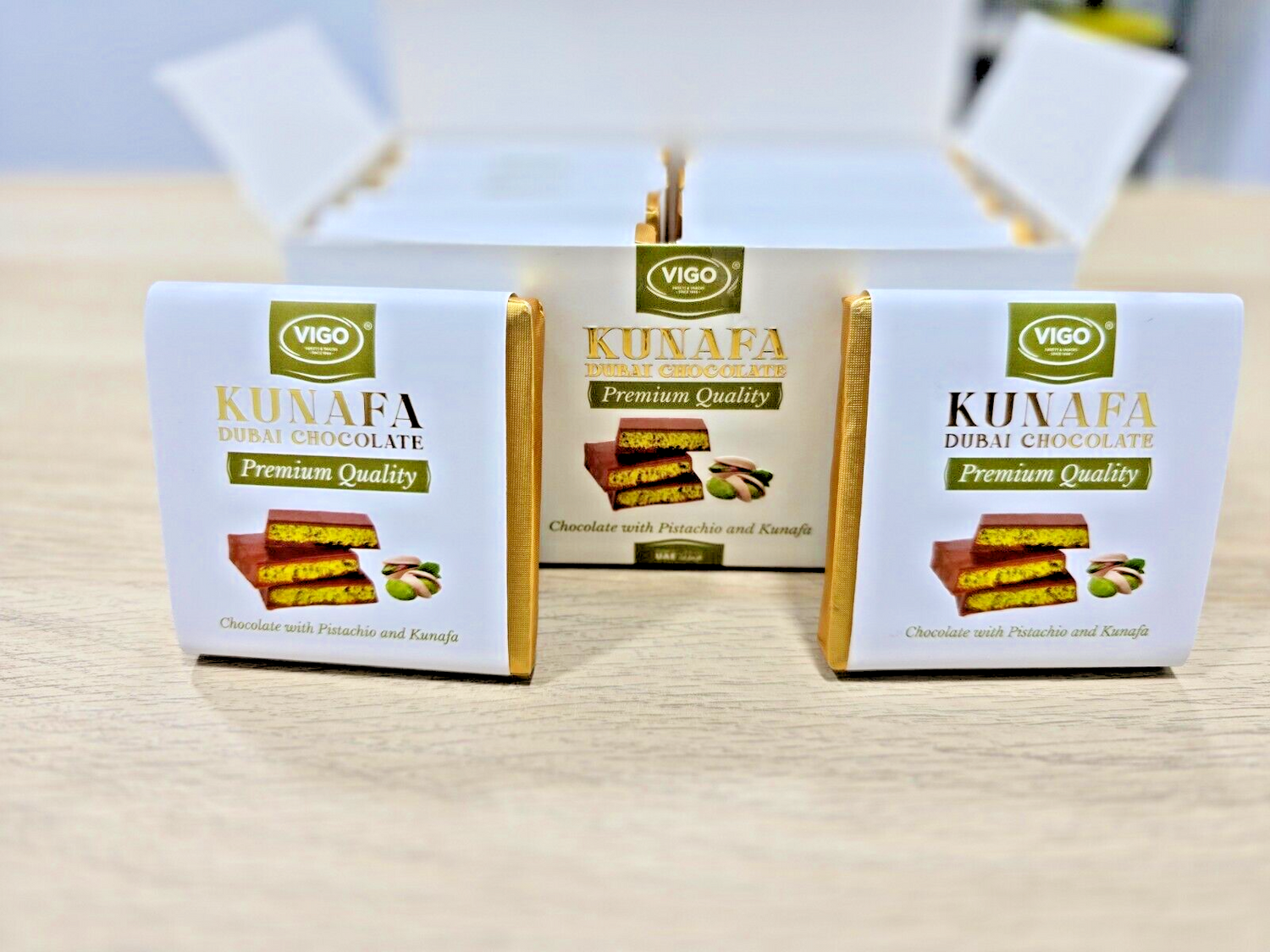 Original  Vigo KUNAFA DUBAI Chocolate 2 x 50gms , viral chocolate