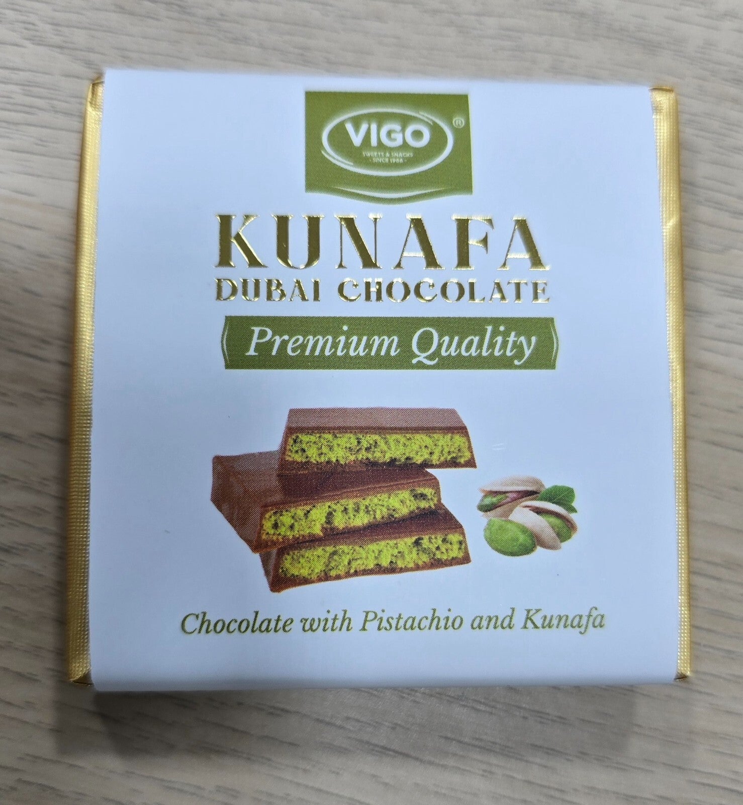 Original Vigo KUNAFA DUBAI Chocolate 12 x 50gms ,Viral Chocolate