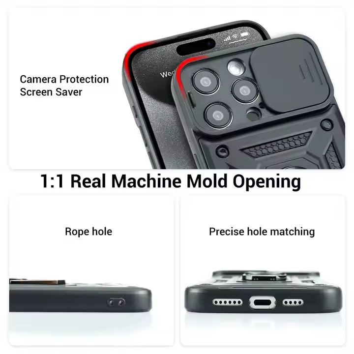Heavy Duty Shockproof Magnetic Luxury Camera Cover Stand case for iPhone