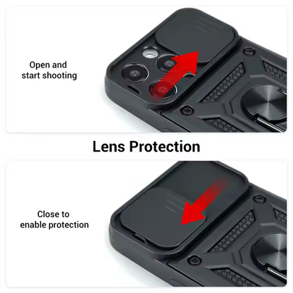 Heavy Duty Shockproof Magnetic Luxury Camera Cover Stand case for iPhone