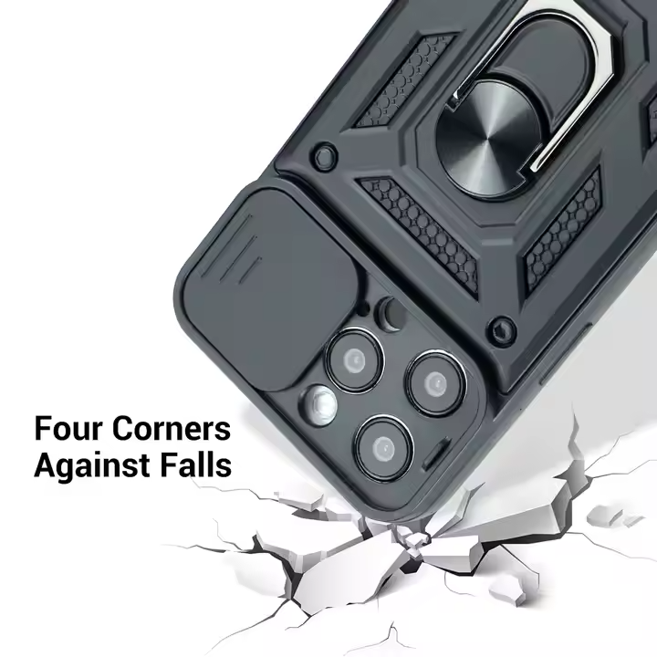 Heavy Duty Shockproof Magnetic Luxury Camera Cover Stand case for iPhone