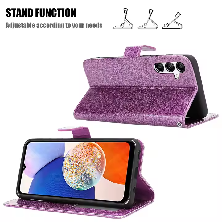 Sparkle Heart Leather Wallet Flip Case for iPhone 16 15 14 13 12 11 X XR XS 8 7