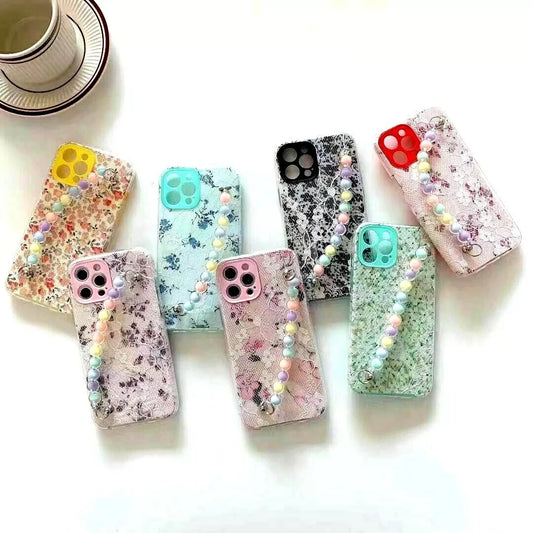 Fancy Floral Print Case with Lanyard For iPhone 14 13 Pro Max 12 11 XR XS 7 8 SE