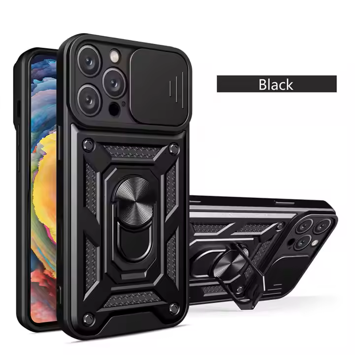 Heavy Duty Shockproof Magnetic Luxury Camera Cover Stand case for iPhone