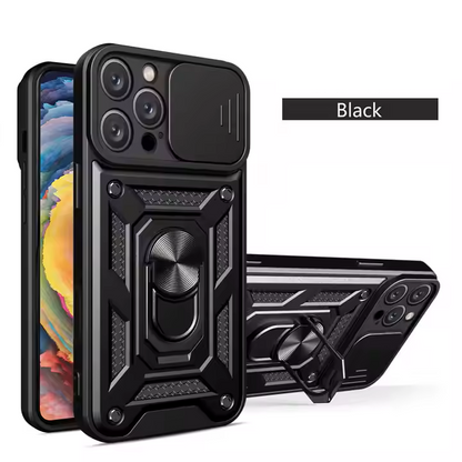 Heavy Duty Shockproof Magnetic Luxury Camera Cover Stand case for iPhone