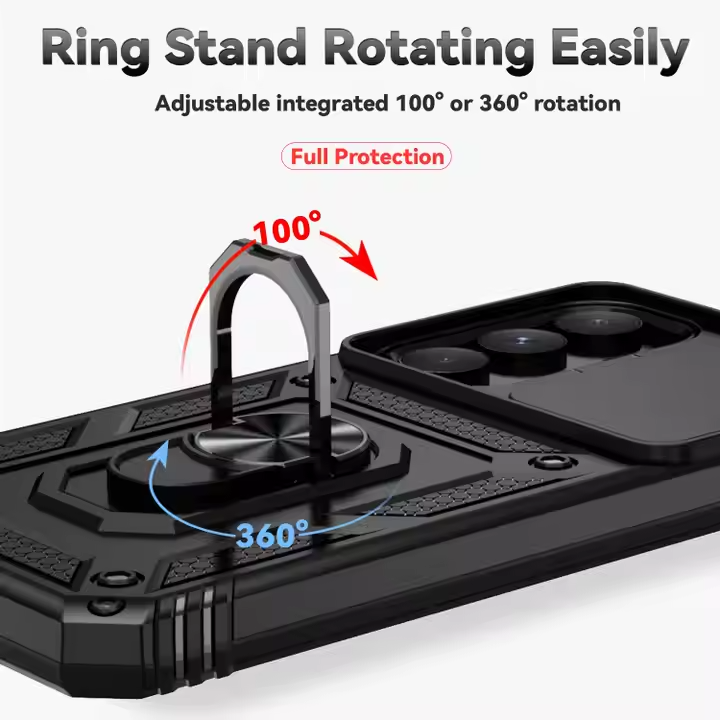 Heavy Duty Shockproof Magnetic Luxury Camera Cover Stand case for iPhone