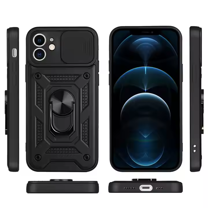Heavy Duty Shockproof Magnetic Luxury Camera Cover Stand case for iPhone