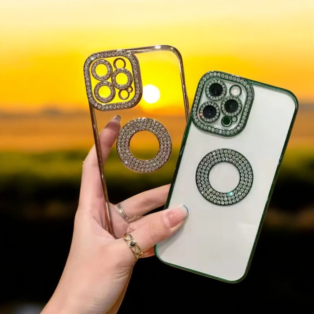 Luxury Clear Transparent iPhone Case with Diamond Accent 11 12 13 14 15 & Pro ma