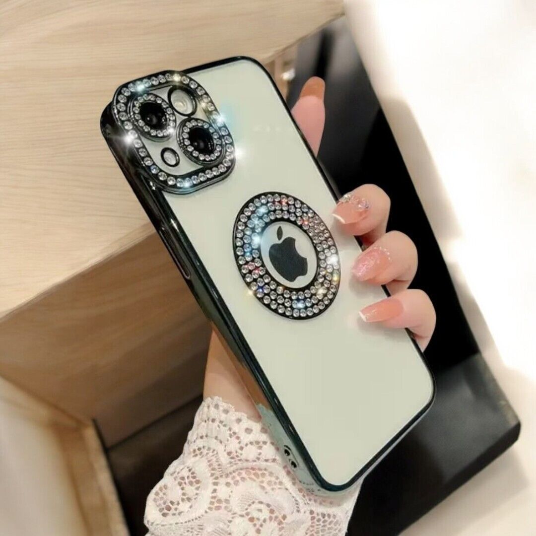 Luxury Clear Transparent iPhone Case with Diamond Accent 11 12 13 14 15 & Pro ma