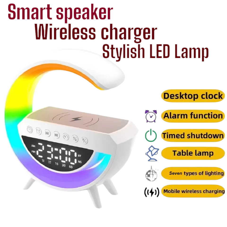 BT-3401 LED Wireless Charging Speaker – Smart LED Lamp, Alarm Clock & FM Radio